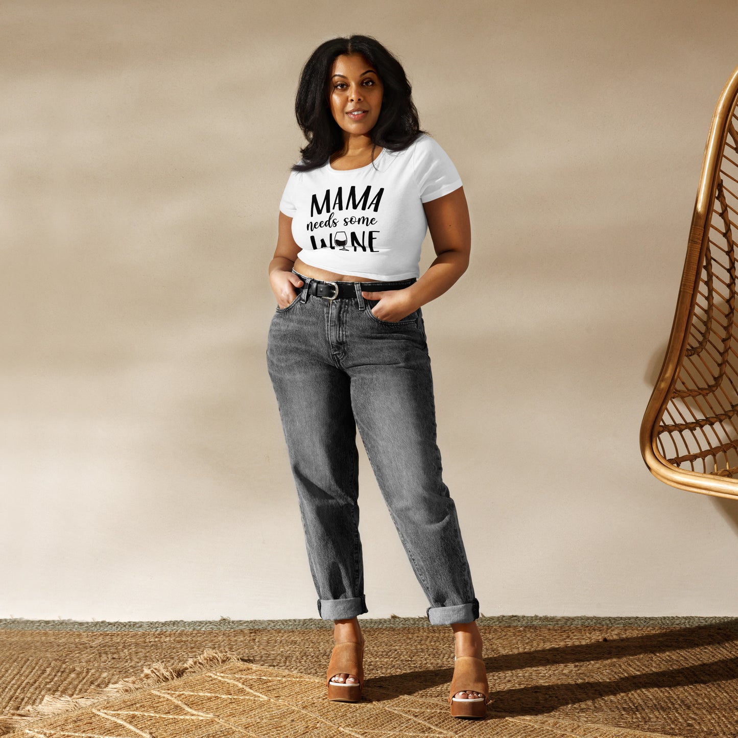 Mama Needs Wine Crop Tee